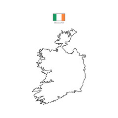 ireland contour vector map with flag in color. Background map eps 10 Vector illustration Europe