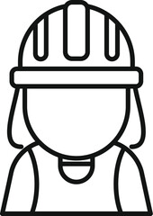 Female construction worker is wearing a protective hard hat for safety on the job site