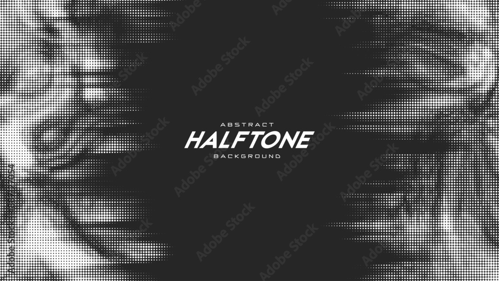 Poster abstract vector torn monochrome halftone background. scrathed dotted texture element.