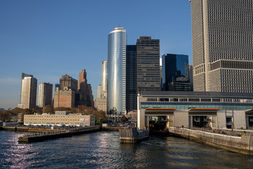 Manhattan's beautiful skyline, New York, United States. Panorama view of New York city skyline in Midtown Manhattan. USA NYC. American big city.