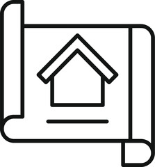 Simple icon of a house plan drawing, for architects, construction companies and building businesses