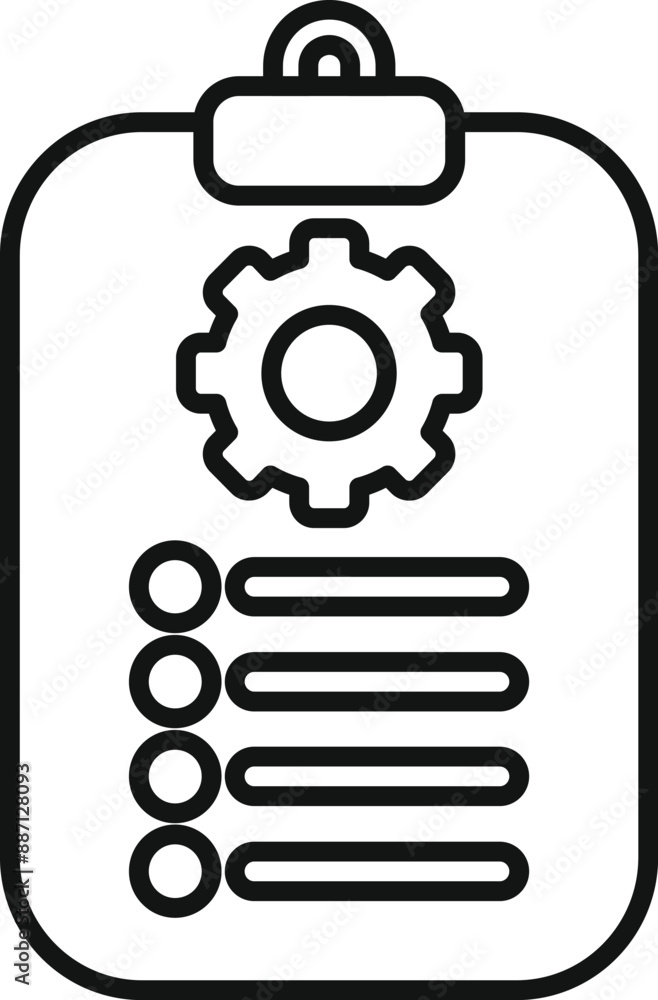 Poster clipboard is showing a cogwheel and a checklist, representing the concept of project management