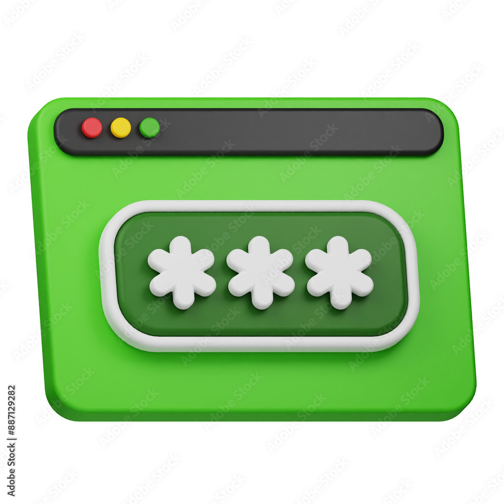 Poster password 3d icon isolated on the transparent background
