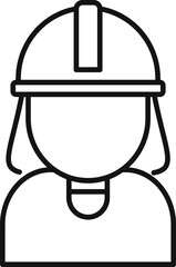 Simple line icon of a female construction worker wearing a hard hat