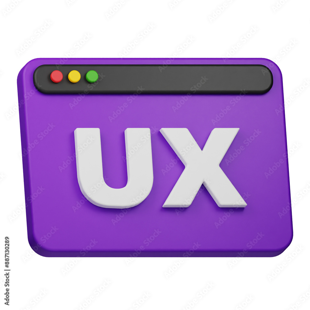 Poster ux design 3d icon isolated on the transparent background