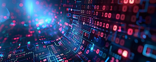 Fototapeta premium This high-resolution digital background is ideal for illustrating tech processes related to neural networks, artificial intelligence, and data transfer.