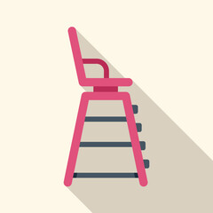 Baby high chair with adjustable legs for feeding, flat style icon with long shadow