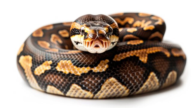 Sable Ball Python against white backdrop