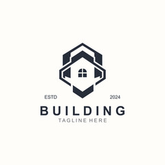 Building logo construction modern real estate symbol for architecture house and property