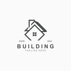 Building logo construction modern real estate symbol for architecture house and property