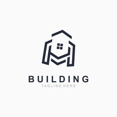 Building logo construction modern real estate symbol for architecture house and property