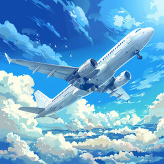 Naklejka premium airplane flying over the clouds