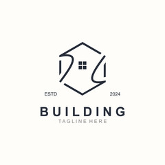 Building logo construction modern real estate symbol for architecture house and property