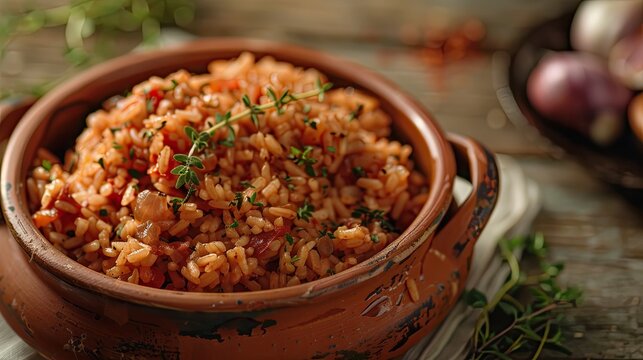 Rice with vinegar Ingredients A quarter cup of each grape vinegar or apple cider vinegar Olive oil Half a cup of tomato paste A tablespoon of crushed garlic Two tablespoons of dried thyme