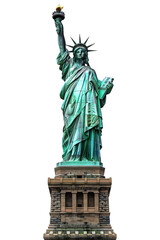 Close up of the statue of liberty with her pedestal, New York City, USA - Isolated on transparent background, png file
