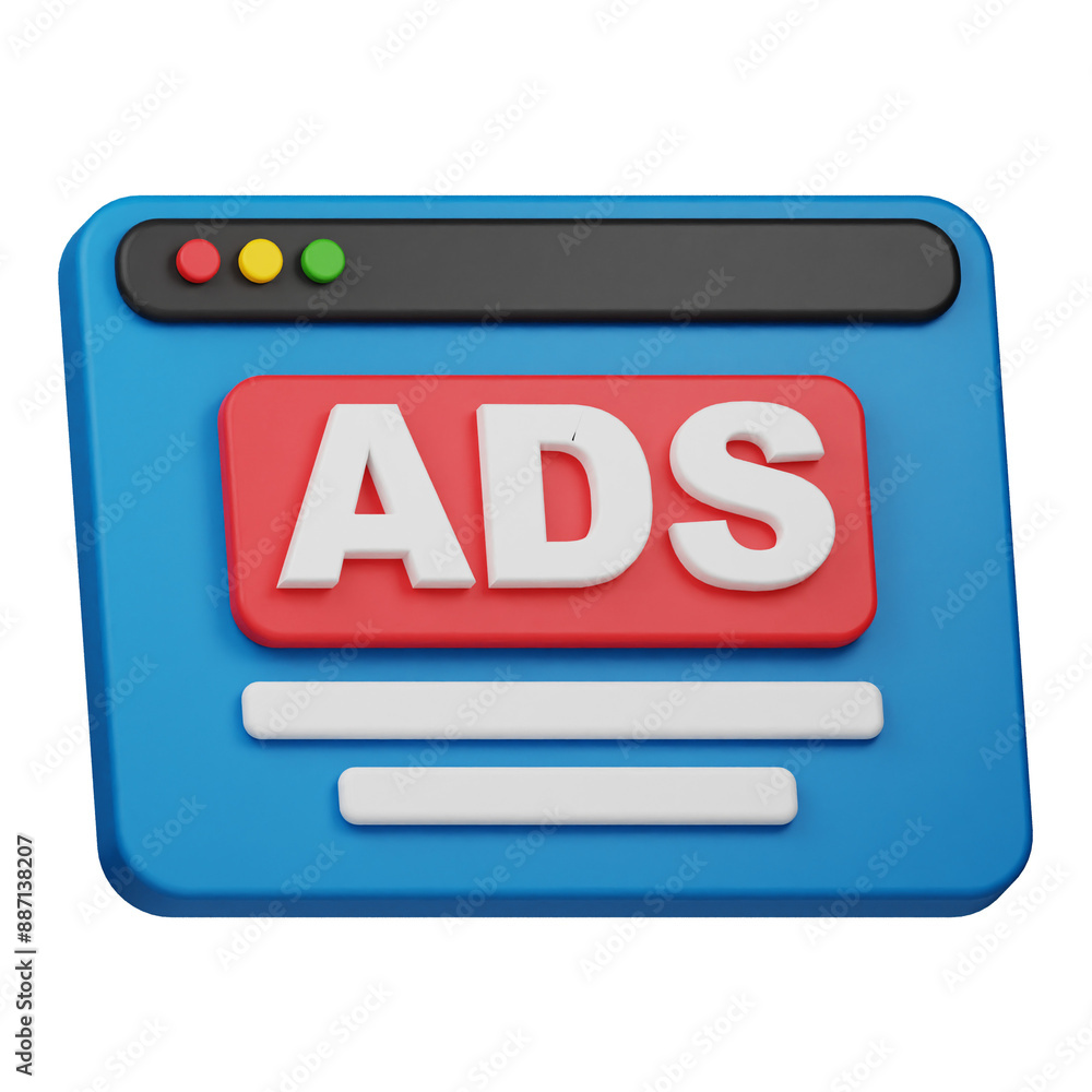 Poster web ads 3d icon isolated on the transparent background