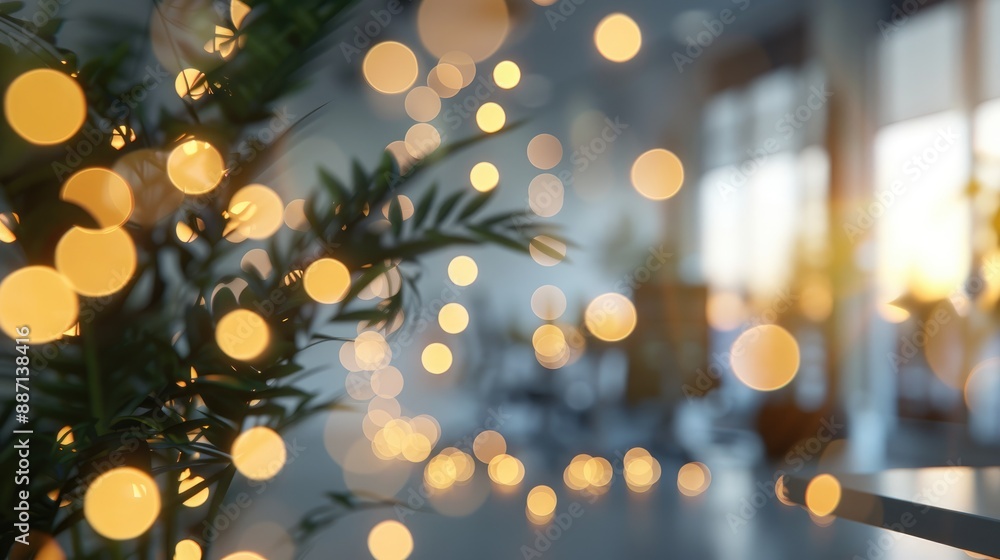 Poster abstract light bokeh in empty office space