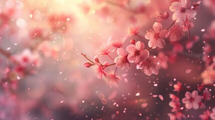 Abstract illustration of Sakura flower with blurred background