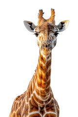 Obraz premium Side view photo of a giraffe isolated on transparent background, png file 
