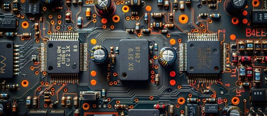 Fototapeta premium Close-up of a Circuit Board with Integrated Circuits