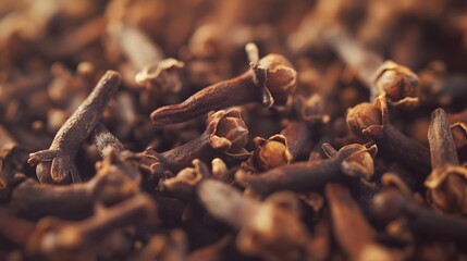 3. Close-up of cloves with a focus on their texture and color, against a cozy background