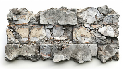 Stone Wall Texture on White Background