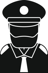Black and white silhouette of a security guard wearing a uniform