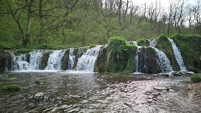 Watefall, Lathkill Dale, Derbyshire Dales, Derbyshire, Peak District National Park, UK