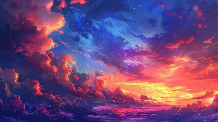 The colorful and beautiful evening sky