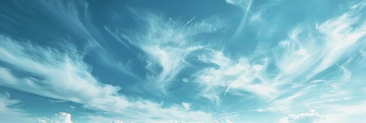 Obraz premium A clear blue sky with wispy white clouds