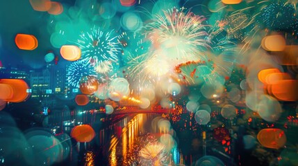 Naklejka premium Vibrant and stunning Japanese fireworks