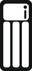 Simple black and white icon of an inflatable mattress used for camping and outdoor recreation