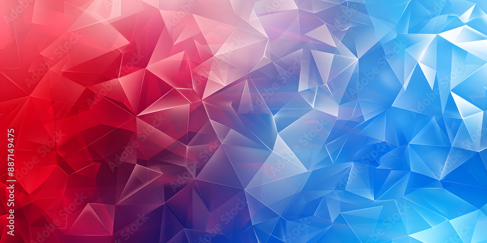 Poster abstract background in blue and red colors. geometric background with gradient. shiny texture