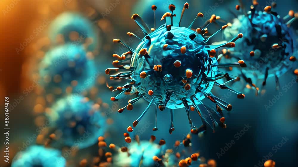 Poster close up under a microscope view of abstract viruses background