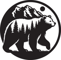 Bear silhouette vector style with white background