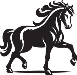 Horse walking silhouette vector style with white background