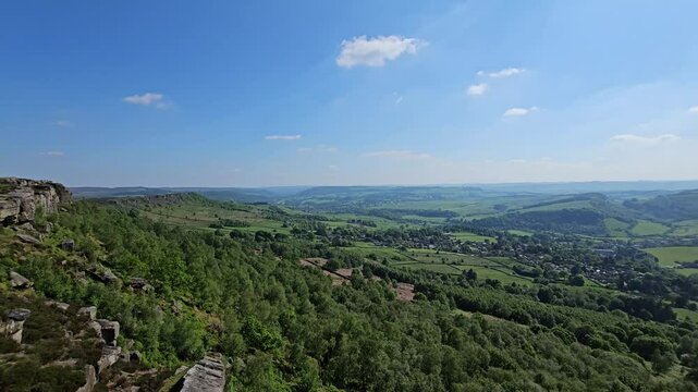Curbar Edge, Baslow Edge, Derbyshire, Peak District National Park, UK, Panorama