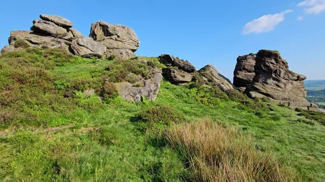 Curbar Edge, Baslow Edge, Froggatt Edge, Derbyshire, Peak District National Park, UK, Panorama