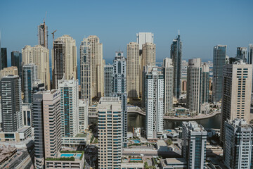 Aerial view of urban infrastructure and high-rise buildings