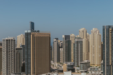 Aerial view of urban infrastructure and high-rise buildings