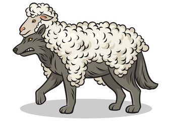 Wolf in sheep clothing pinup pop art retro PNG illustration. Comic book style imitation.