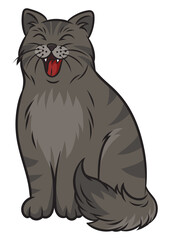 Obraz premium Yawning cat pinup pop art retro PNG illustration. Comic book style imitation.