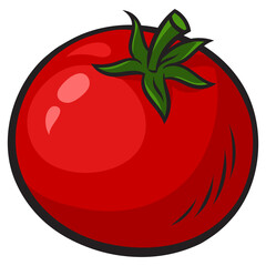 Tomato fruit berry pinup pop art retro PNG illustration. Comic book style imitation.