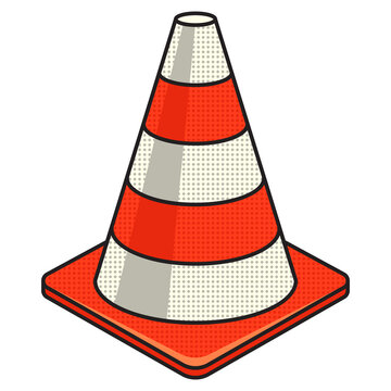 recommend clip art: Traffic cone pylon pinup pop art retro PNG illustration. Comic book style imitation.