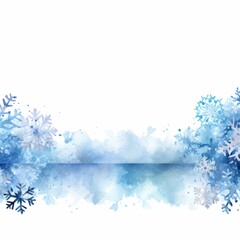 Fototapeta premium A watercolor painting of blue snowflakes against a white background