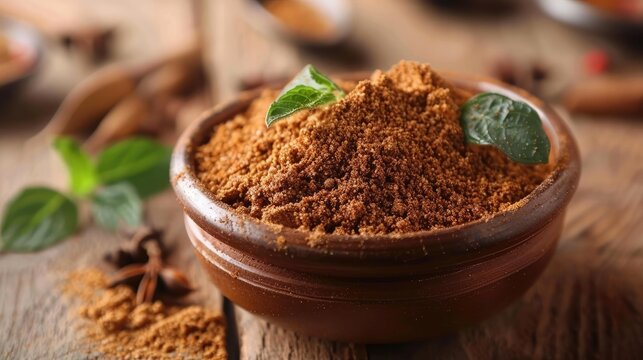 Garam masala powder Indian traditional curry masala powder with ingredients