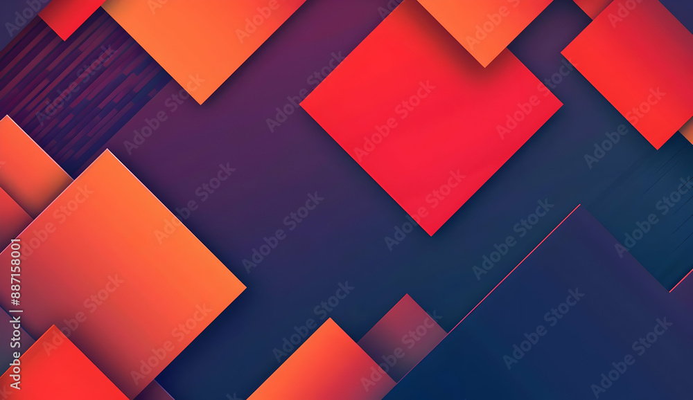 Aufkleber abstract geometric background with overlapping red and blue squares creating a modern and vibrant de