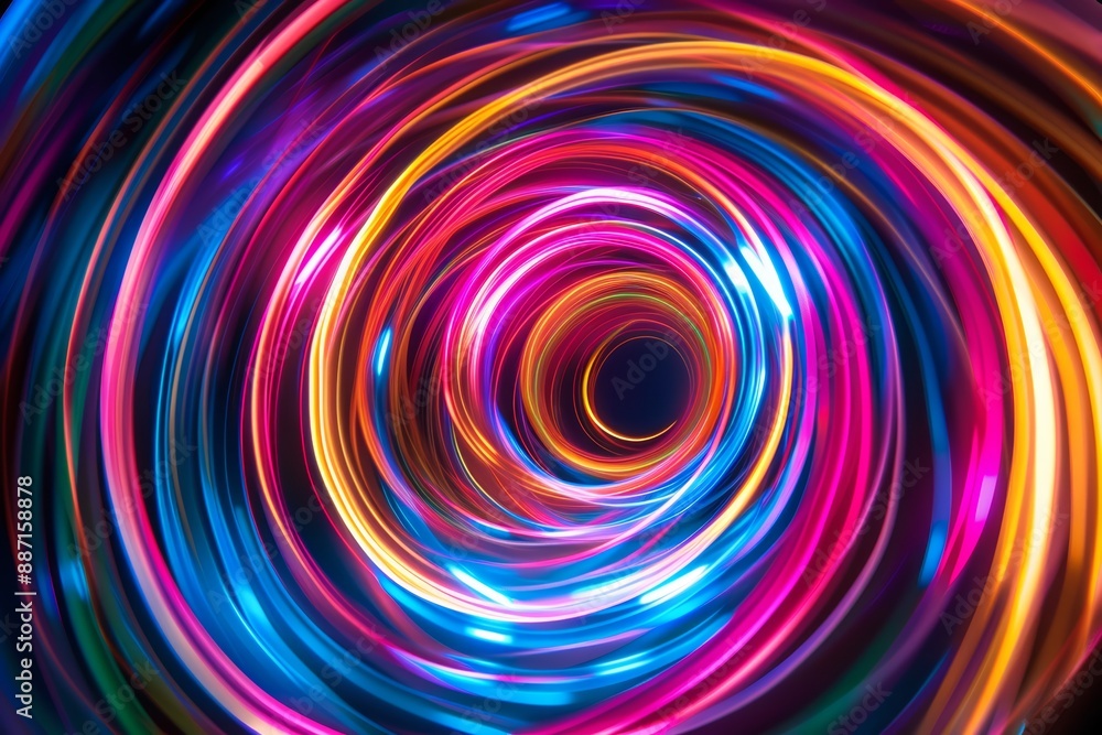 Poster a picture of a colorful shiny tunnel in the style of galaxy and stars and space vibes, abstract vort