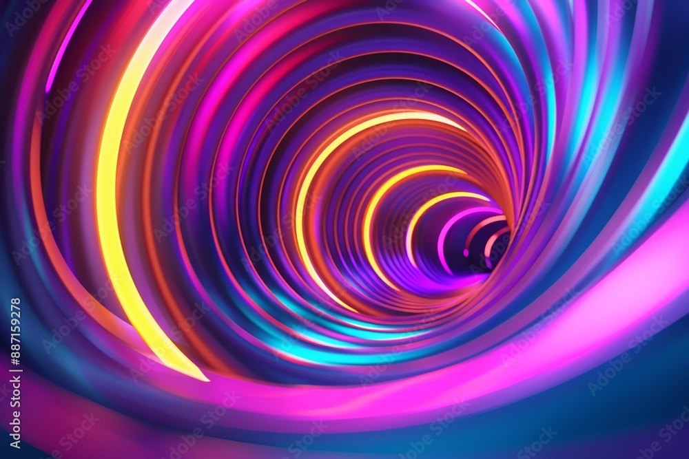 Poster a picture of a colorful shiny tunnel in the style of galaxy and stars and space vibes, abstract vort
