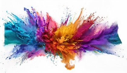 Fototapeta premium Colorful Explosion of Vibrant Paints on White Canvas